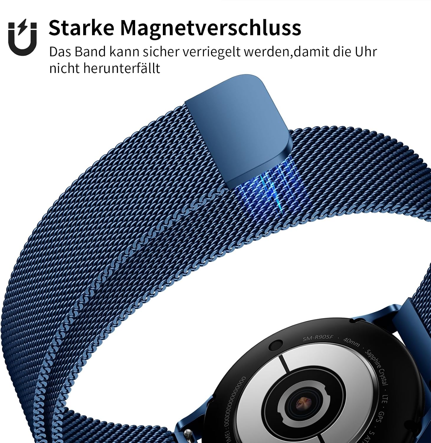 Detalle de LYYLTX Edelstahl Mesh Uhrenarmband mit Magnetverschluss – Schnellverschluss, 14–24 mm