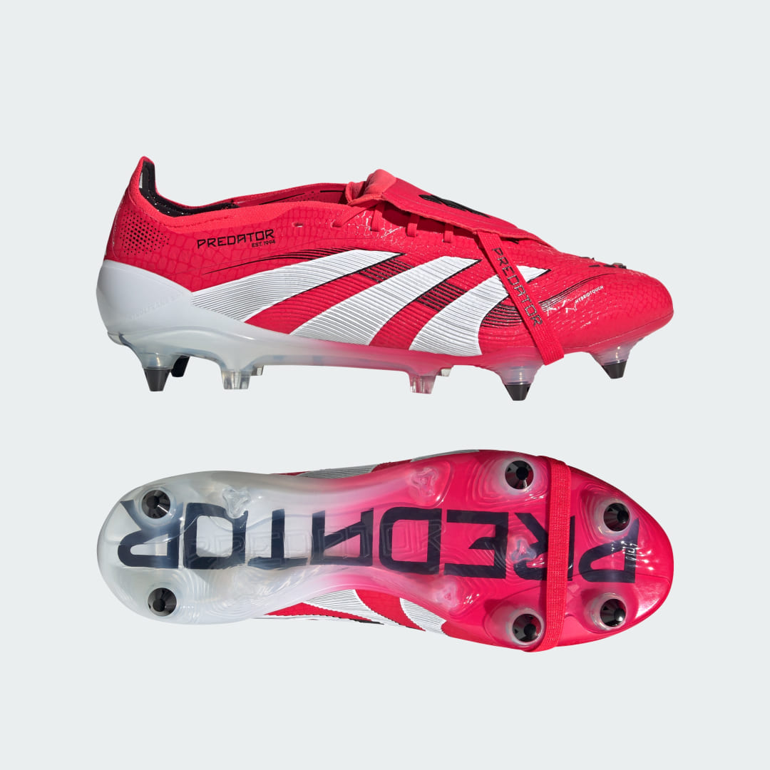 Detalle de Adidas Predator Elite Fold-Over Tongue para césped natural húmedo – Rojo