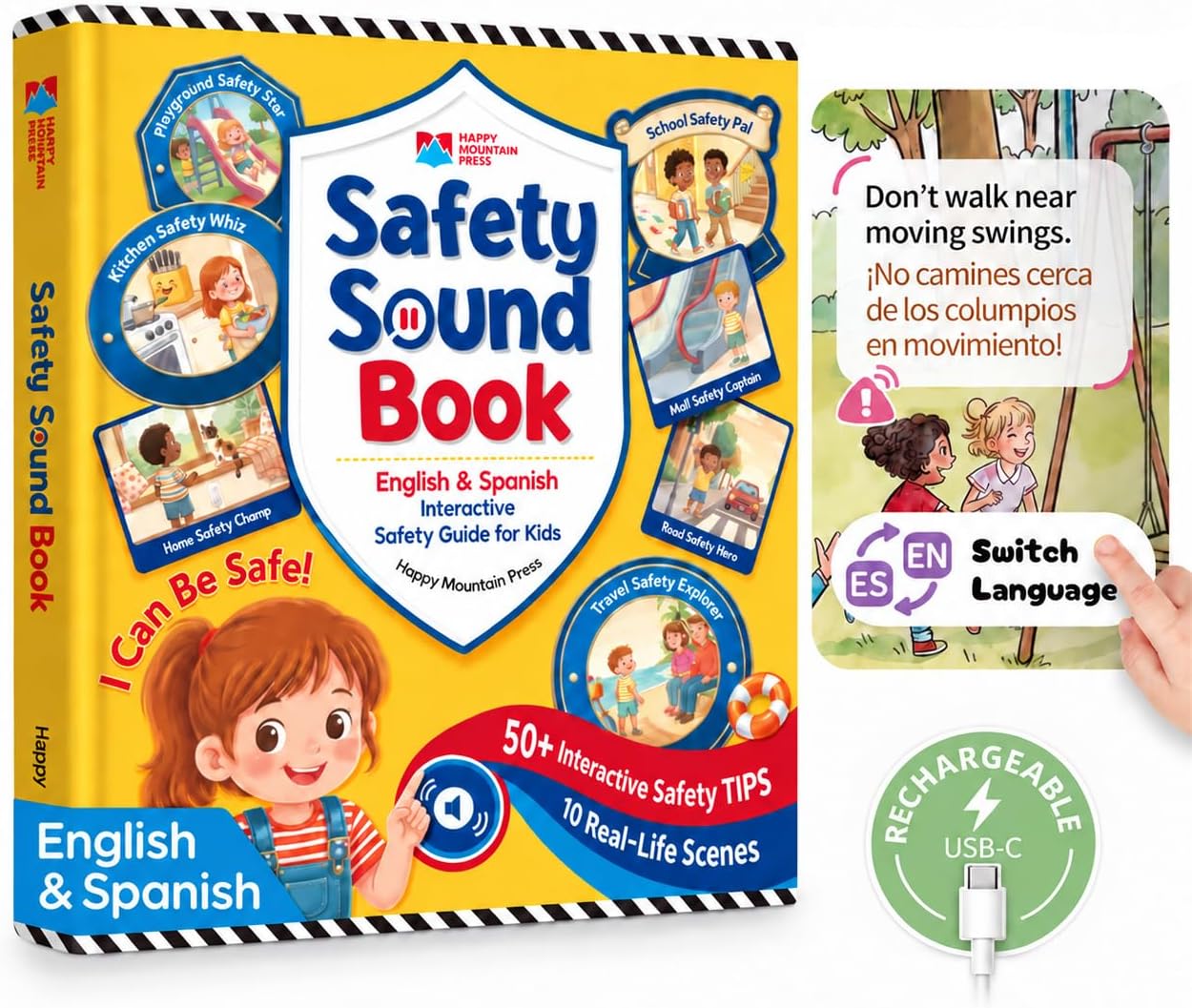 Detalle de Timetome SC1448 Spanish-English Interactive Safety Sound Book, 10 Scenes