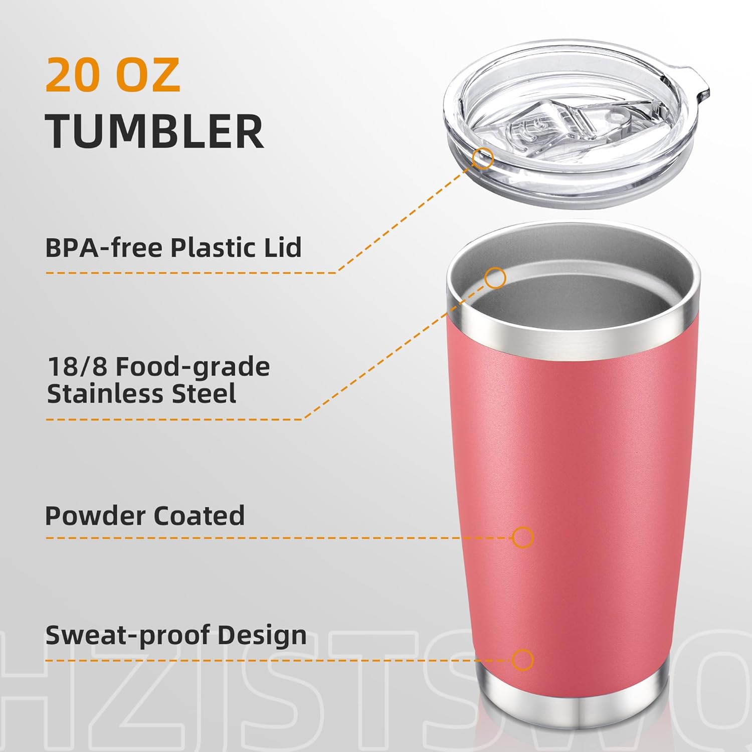 Thumbnail 2 de HZJSTSWQ 20 oz Tumbler Bulk Stainless Steel Insulated Cups (Tropical Pink, 12 Pack) with Leak-Resistant Lid