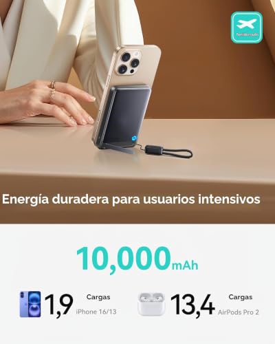 Detalle de INIU Power Bank MagSafe Qi2 15W 10000mAh Ultrafino para iPhone (Magnetic 15 W)
