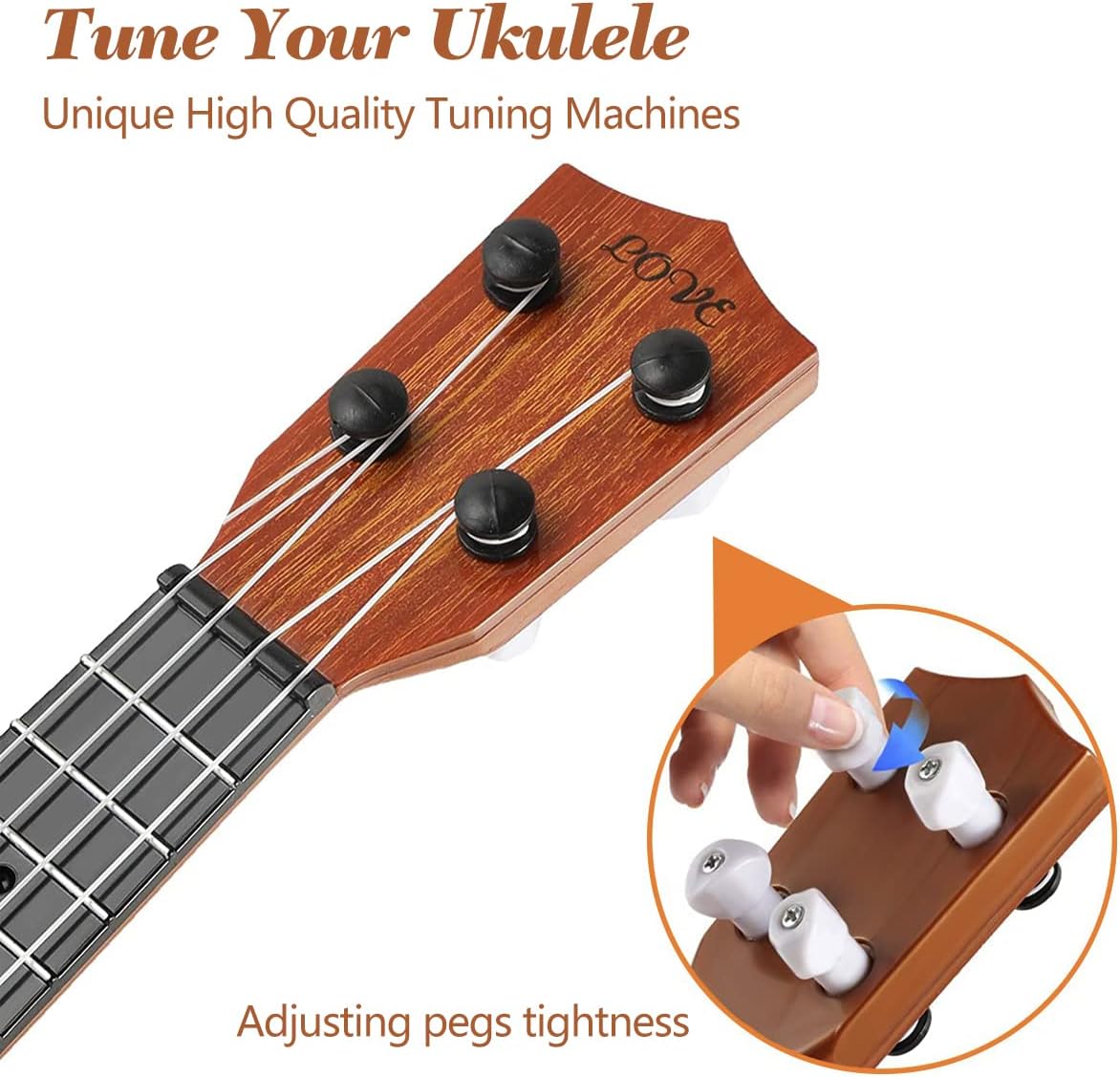 Detalle de TODARRUN Kids Toy Ukulele with 4 Strings 🎸