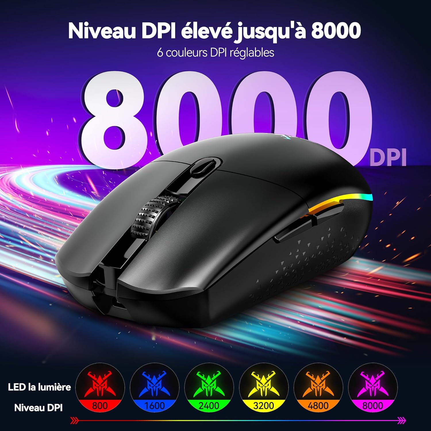 Thumbnail 1 de TECKNET Souris gamer 8000 DPI 🖱