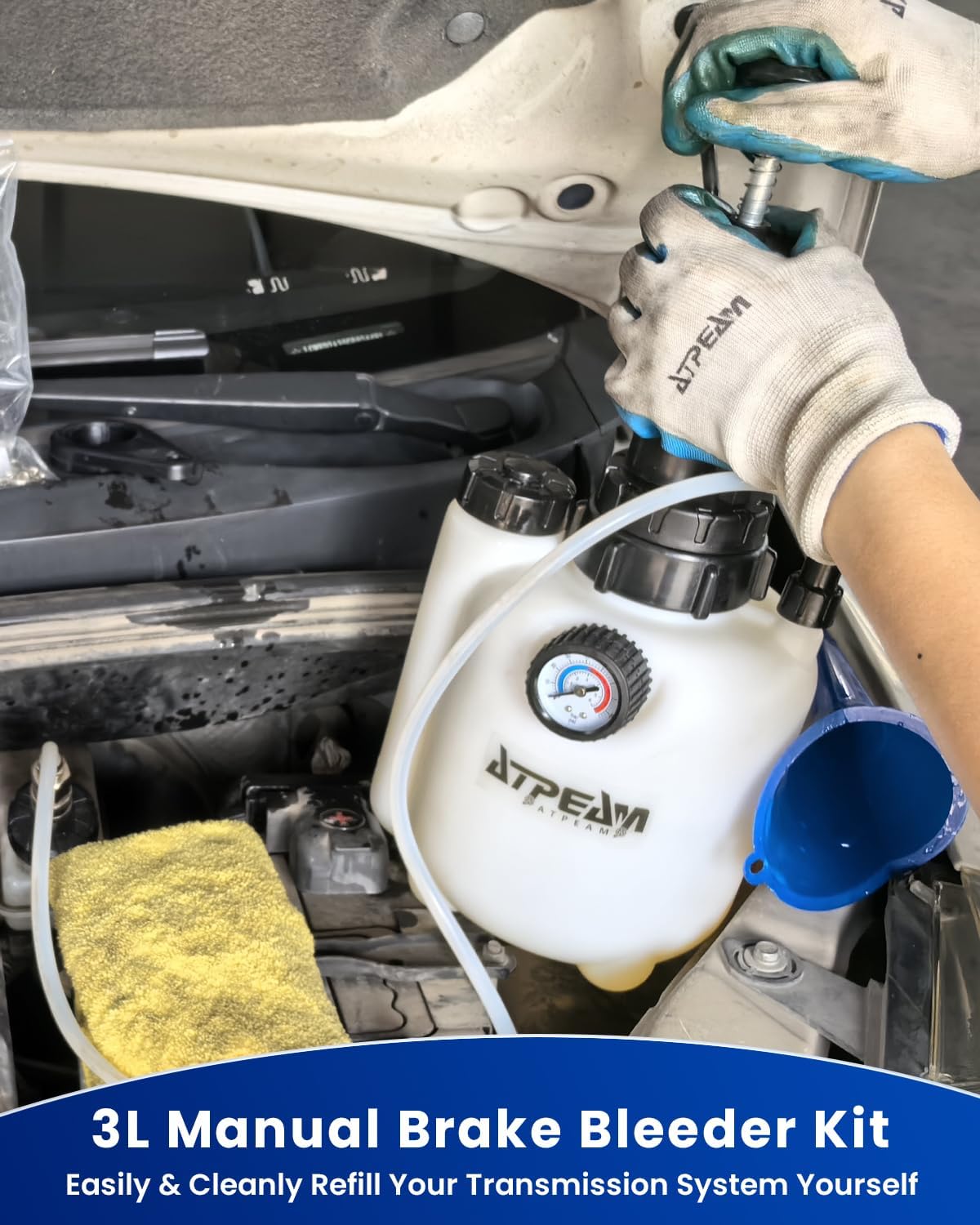 Detalle 2 de ATPEAM Purgeur de Frein Manuel 3L – Kit Vidange Liquide de Frein et Huile pour Voiture et Moto