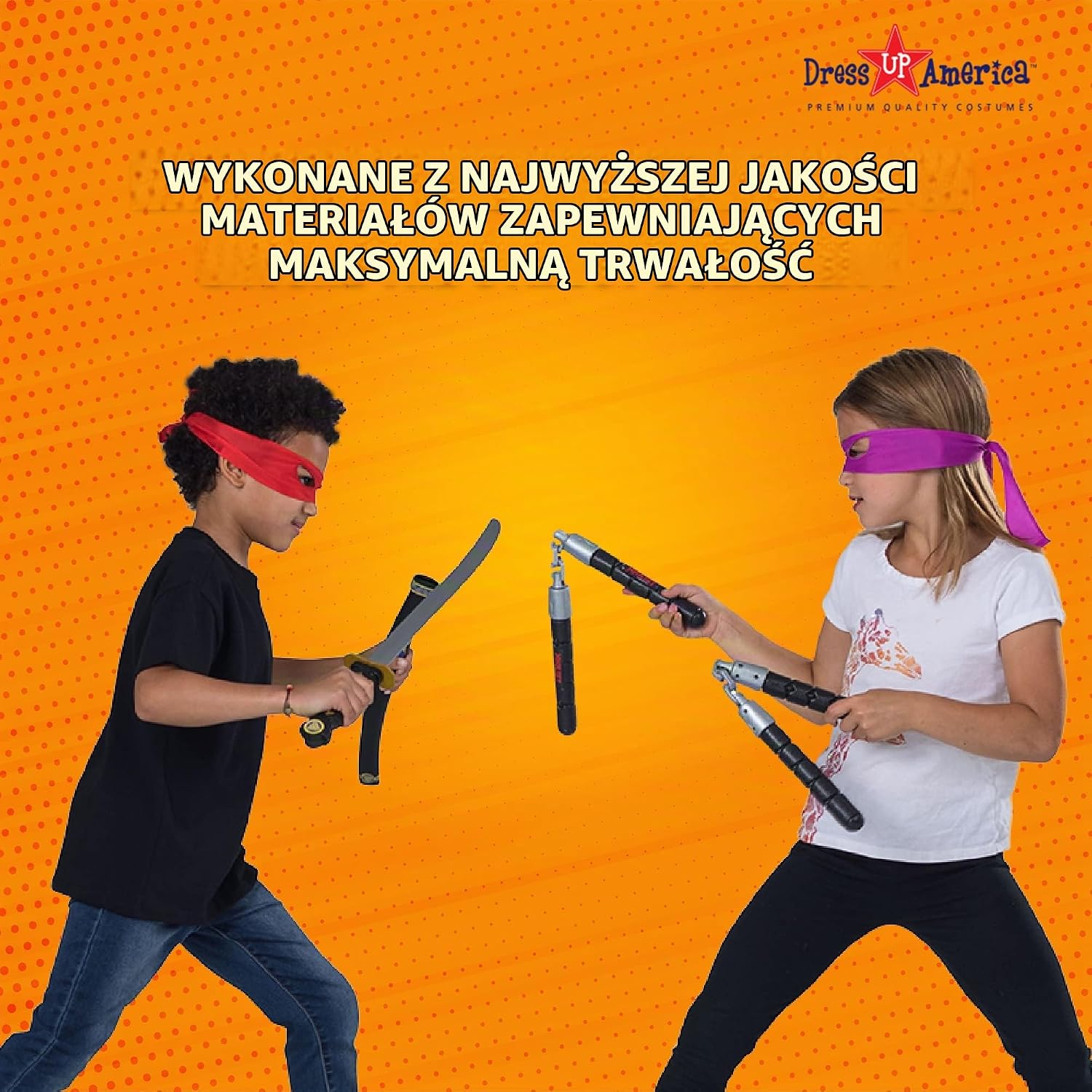 Detalle de Dress Up America – zestaw akcesoriów ninja dla dzieci z kataną, łukiem i maskami