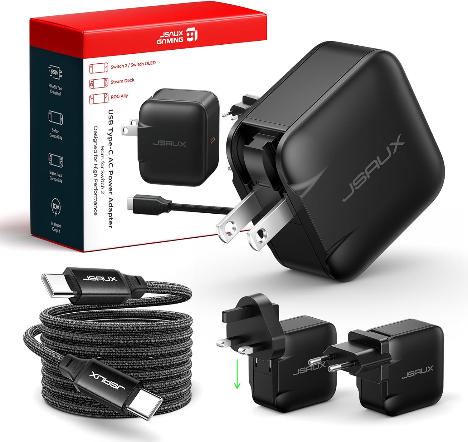 Detalle de JSAUX 65W USB‑C Charger for Nintendo Switch 2