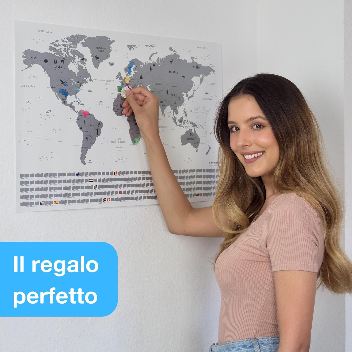 Thumbnail 5 de envami Mappa del Mondo da Grattare 68 x 43 cm – scratch off map silver metallizzato