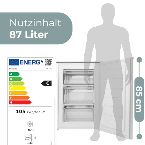 Detalle de Clatronic Gefrierschrank klein GS 102 weiß – 87 L, 85 cm, leise, Energieklasse C