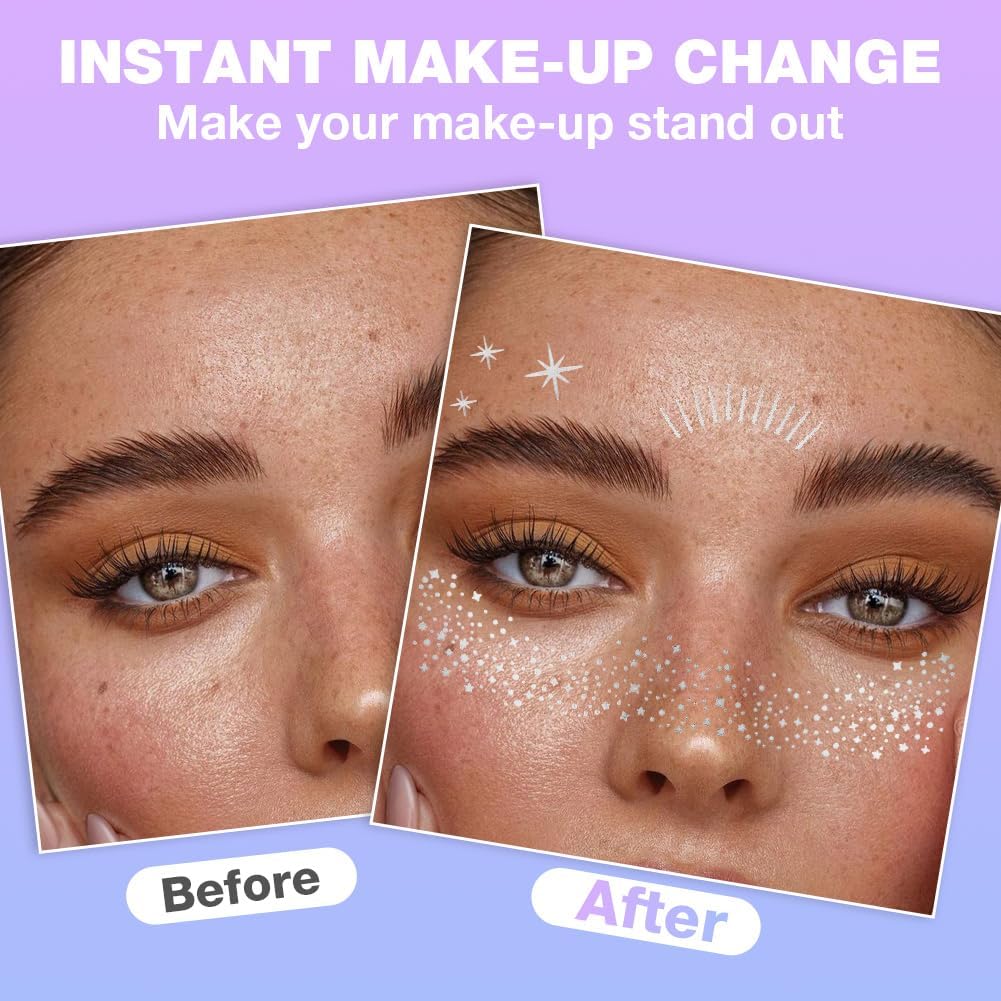 Thumbnail 4 de AOOWU 20 Sheets Glitter Freckles Face Tattoo