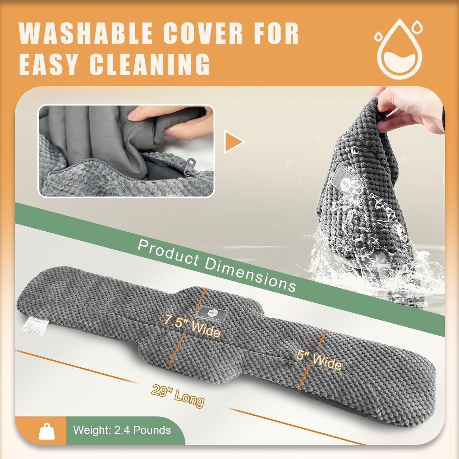 Detalle de UNCN Microwave Neck Heat Pad Warmer with Washable Cover – Wide Weighted Neck Wrap for Pain Relief