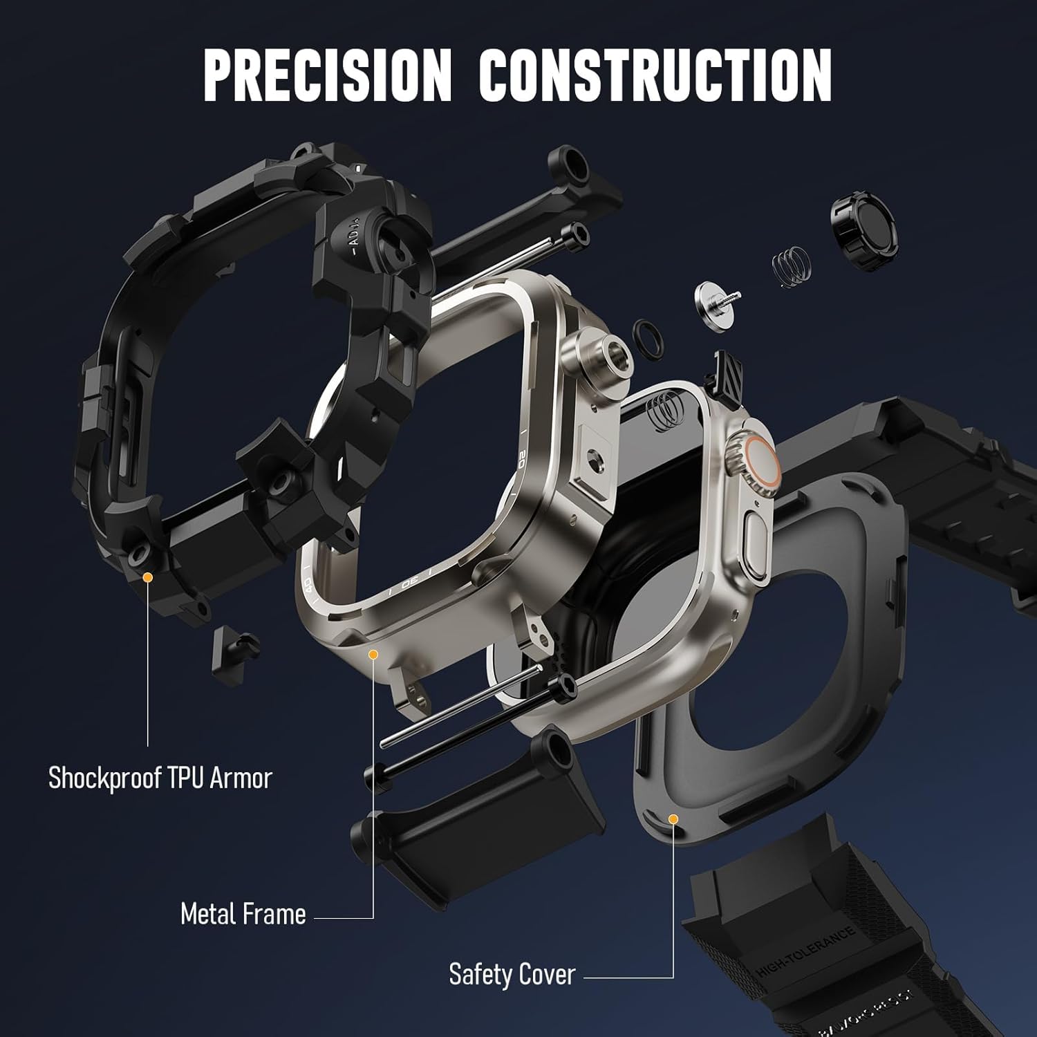 Thumbnail 4 de BXUXOHS Rugged Case & Band for Apple Watch 45mm (Series 9/8/7) — Black Titanium