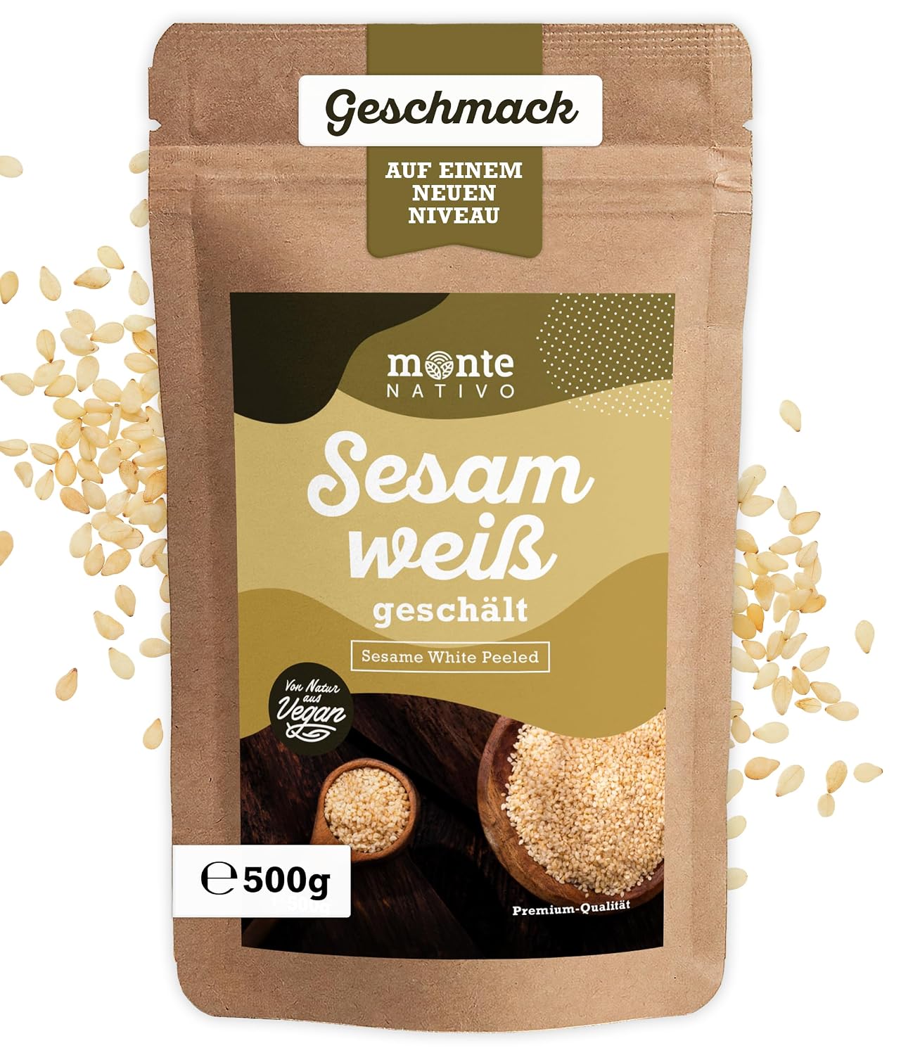 Detalle de Sesam Monte Nativo (500 g) – Weiße Sesamkörner für Sushi, Avocado-Topping und mehr