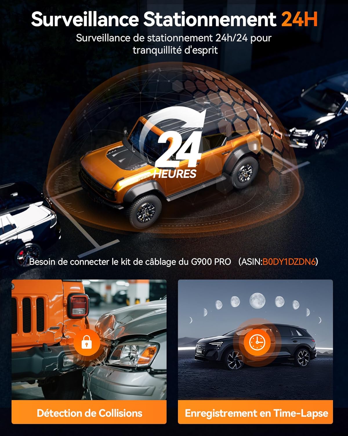 Thumbnail 5 de WOLFBOX G900 Pro dashcam rétroviseur 4K (12 pouces) avec STARVIS 2 IMX678, 5,8 GHz WiFi et GPS