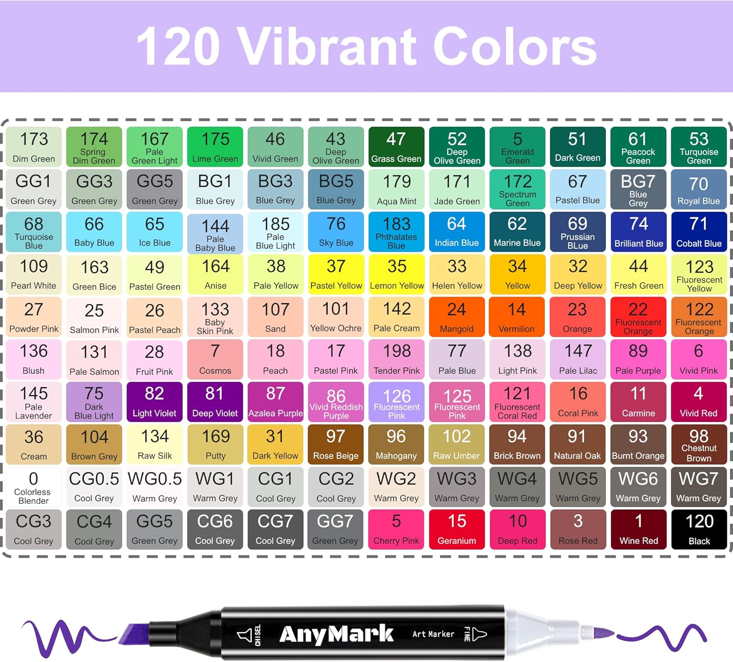 Thumbnail 4 de AnyMark Feutres à alcool, 120 marqueurs ⚙️