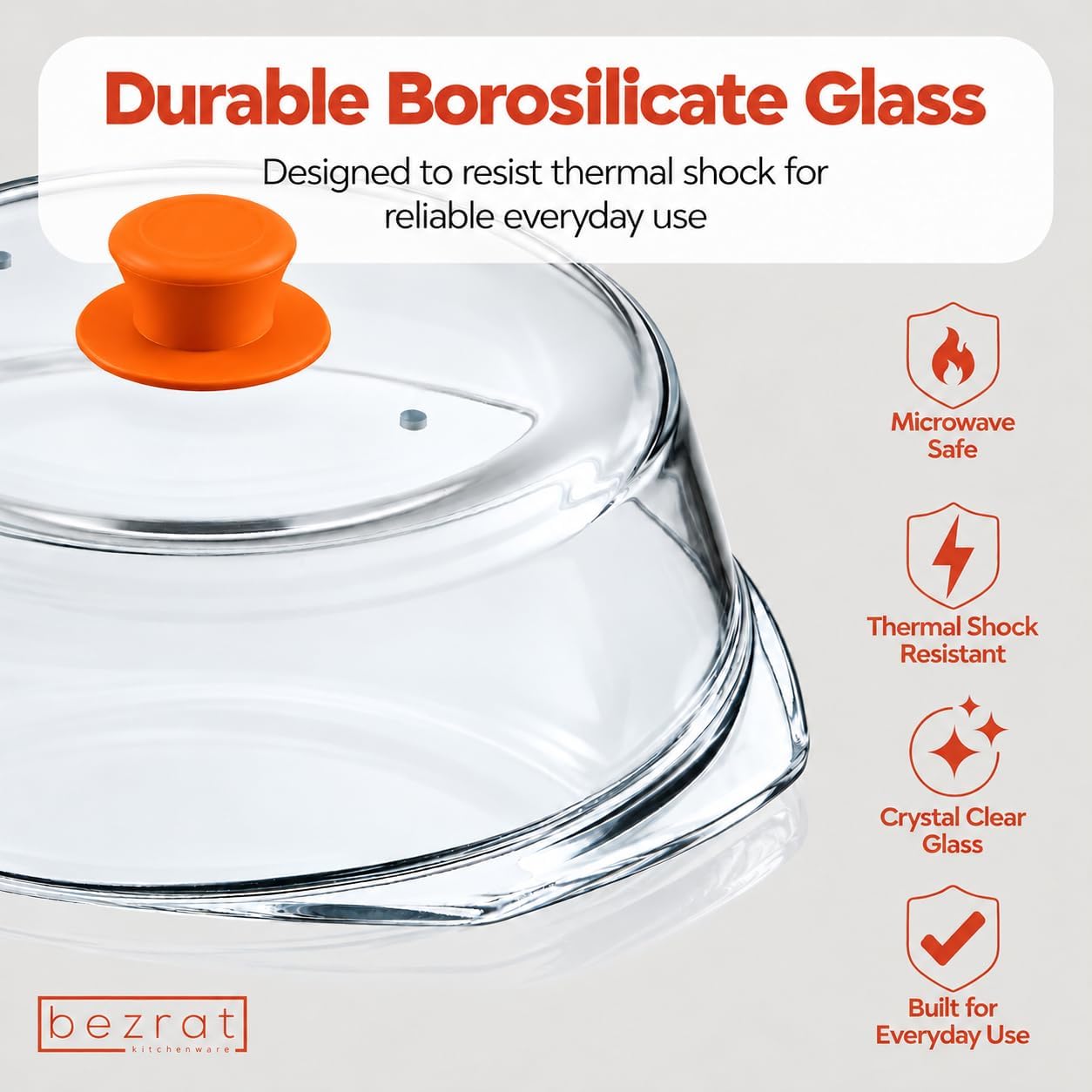 Detalle 2 de Bezrat Glass Microwave Cover, 10 x 3 Inch