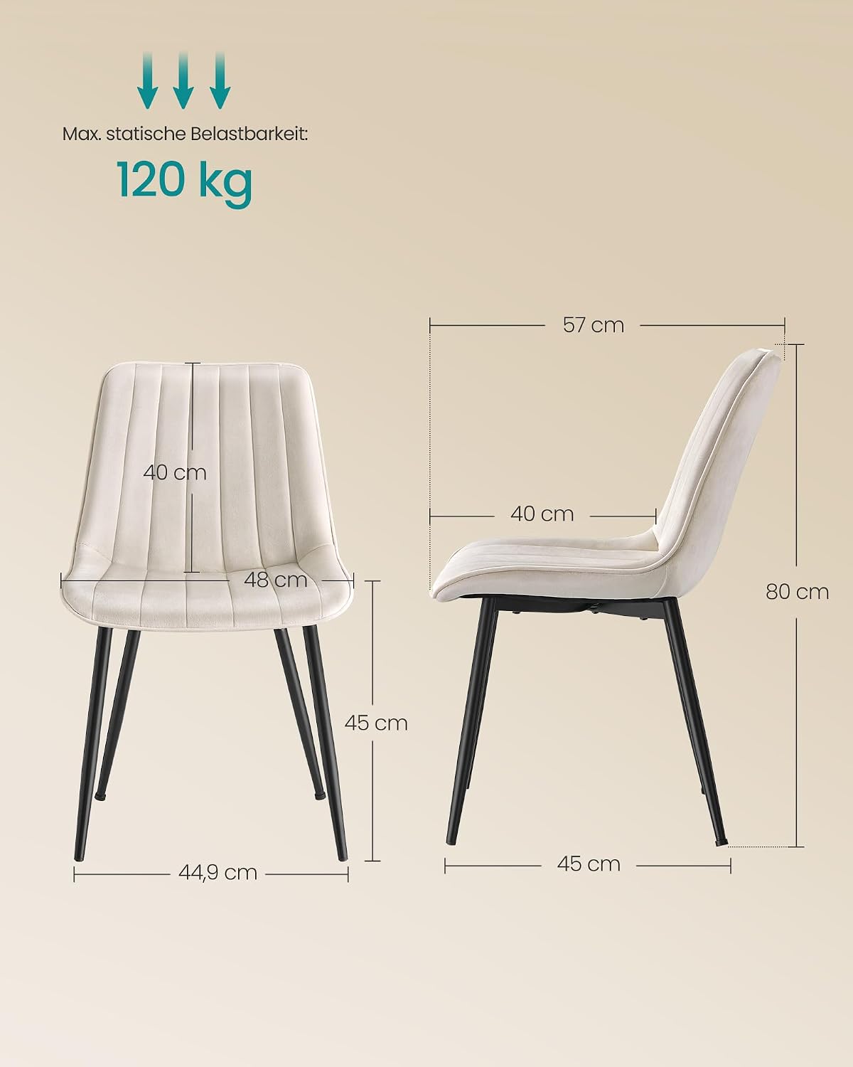 Detalle de SONGMICS Esszimmerstuhl 4er Set cappuccinobeige
