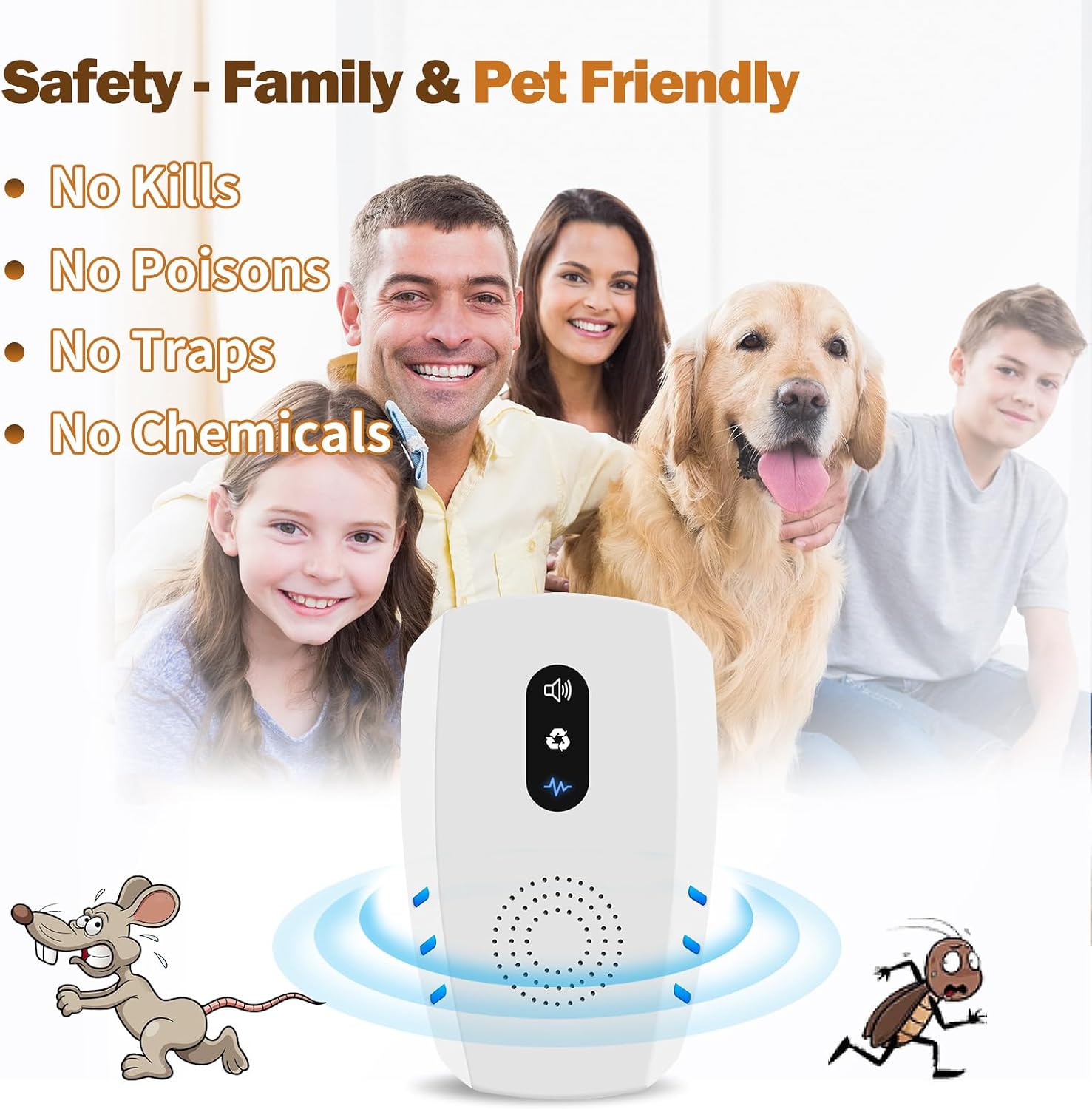 Detalle de 2026 Upgraded Ultrasonic Indoor Pest Repeller (6 Pack) – 3-Mode, Plug-In Rodent & Insect Deterrent