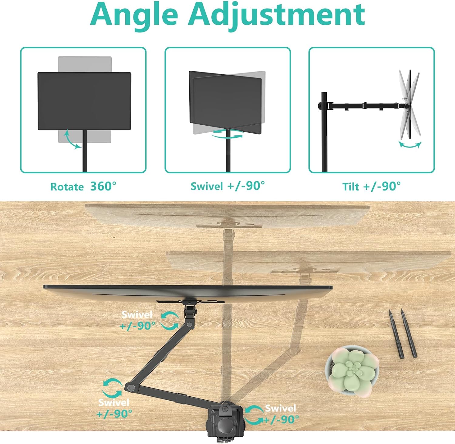 Detalle de WALI Extra Tall Single Monitor Arm (M001XL) for up to 32" Monitors