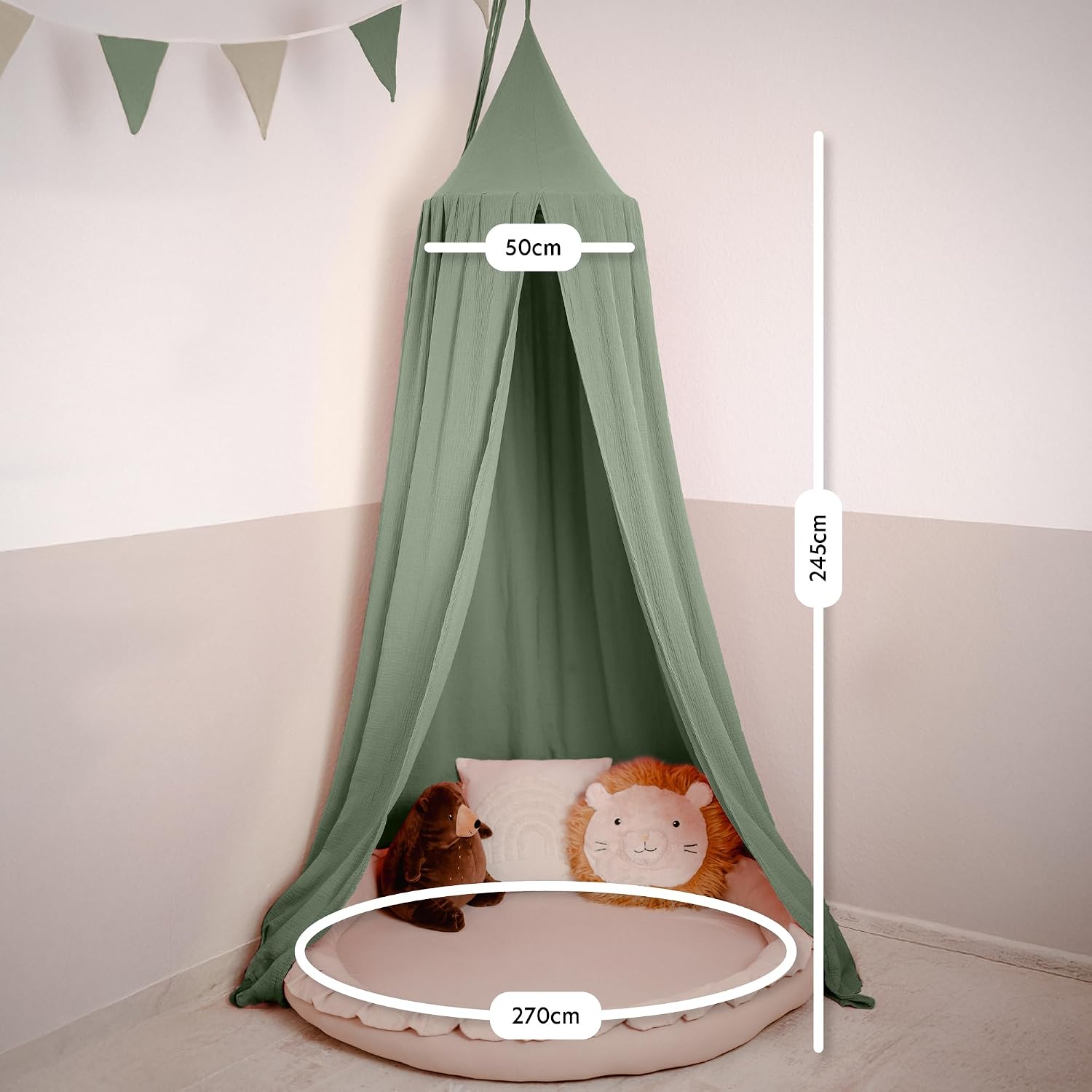 Thumbnail 4 de Lilimaus Baldachin Kinderzimmer – Handgefertigter Bett Baldachin aus 100% Musselin Baumwolle (12 Farben)