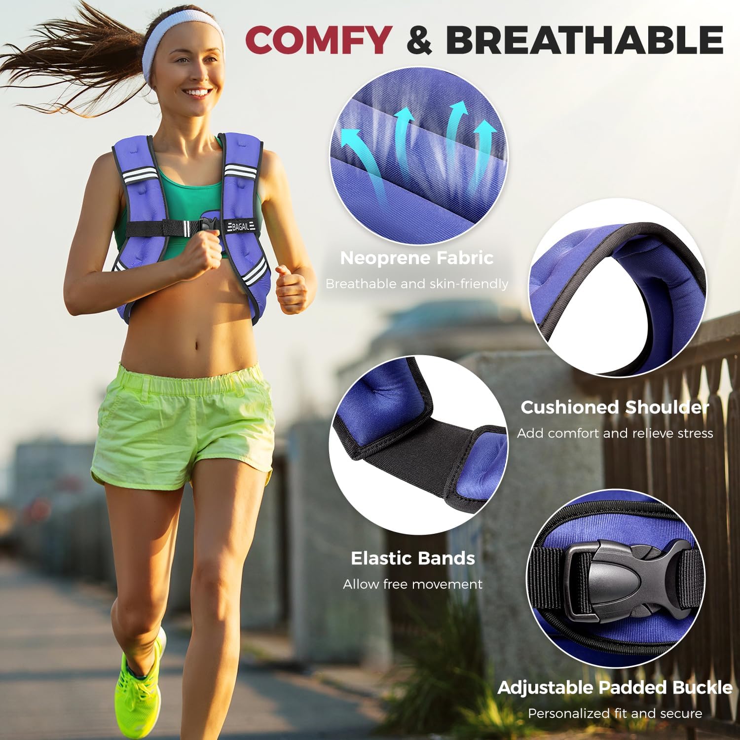 Detalle de BAGAIL Weighted Vest for Walking and Weight Loss 5-25 lbs ๐๏ธโ