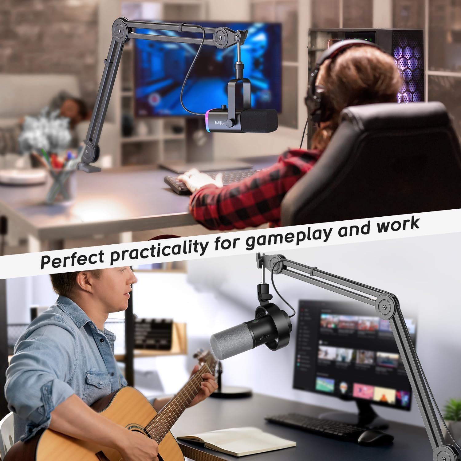 Thumbnail 6 de FIFINE BM63 Heavy-Duty Microphone Boom Arm with Adjustable Scissor Stand