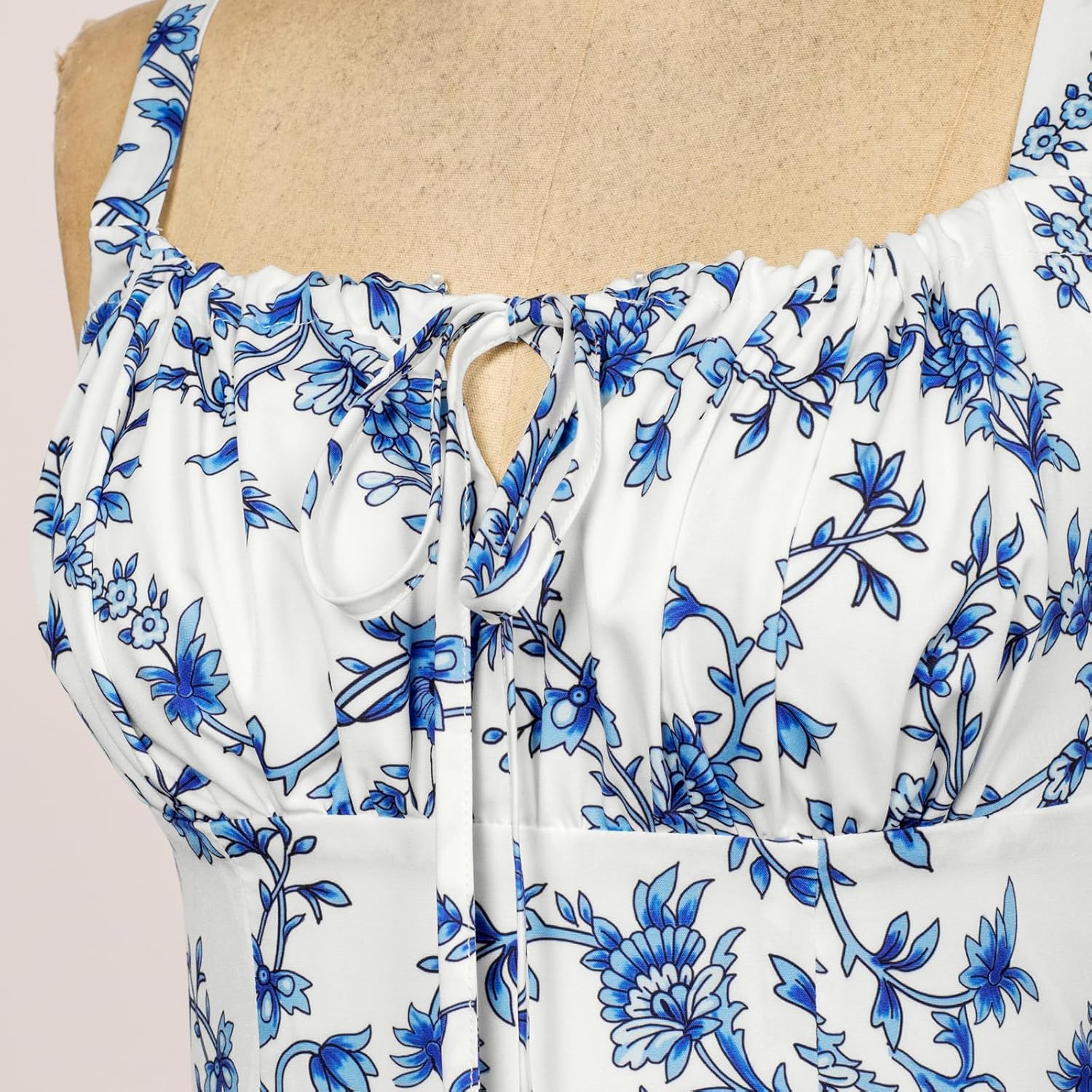 Detalle de SCARLET DARKNESS Sommerkleid Damen – Vintage Boho Kleid mit Spaghetti-Trägern