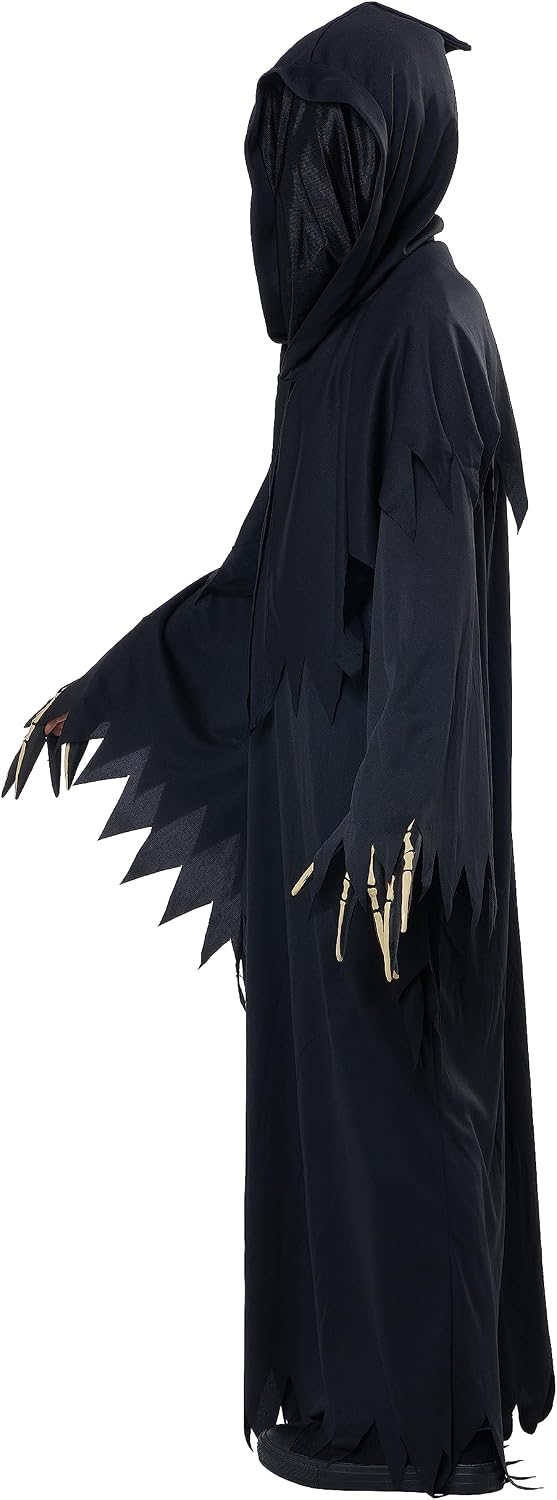 Detalle de California Costumes Grim Reaper Deluxe Boys' Costume with Hood and Vinyl Hands