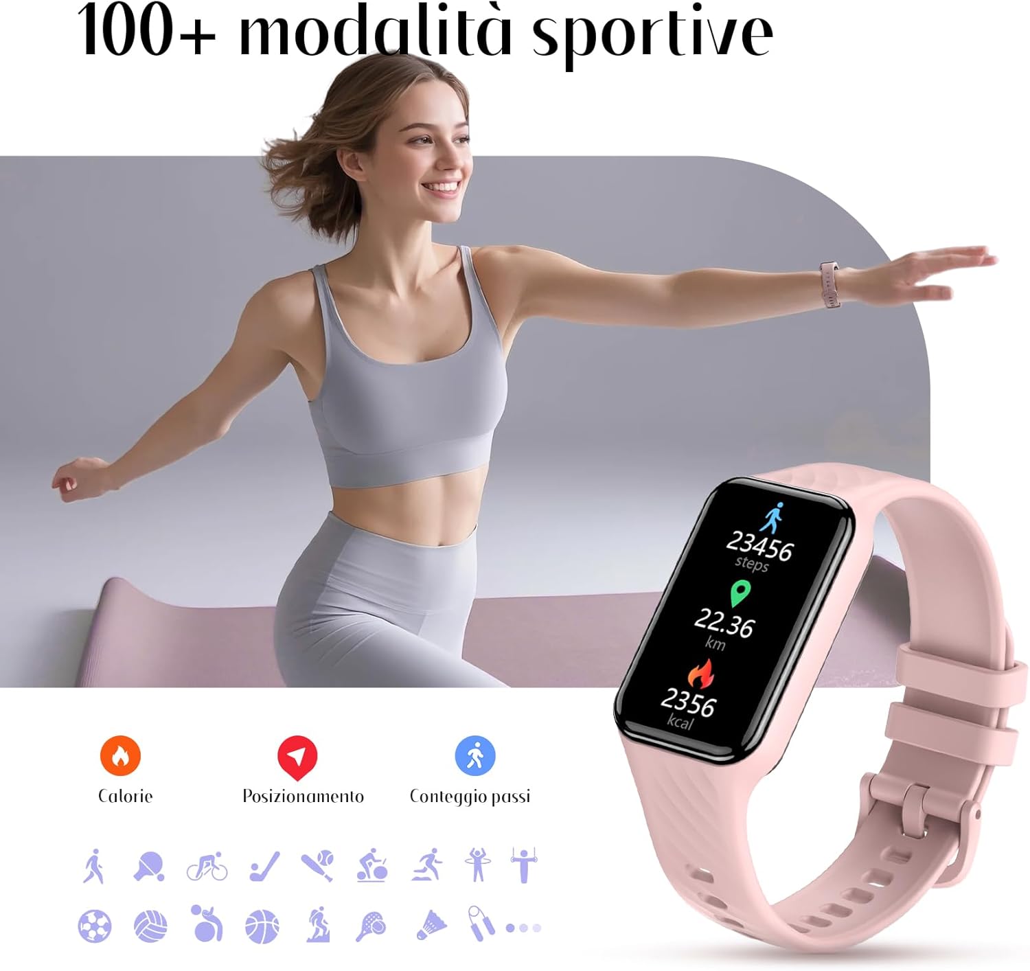 Thumbnail 3 de Baolubao Smartwatch Uomo Donna con cardiofrequenzimetro, SpO2, sonno e notifiche Bluetooth (2 cinturini)