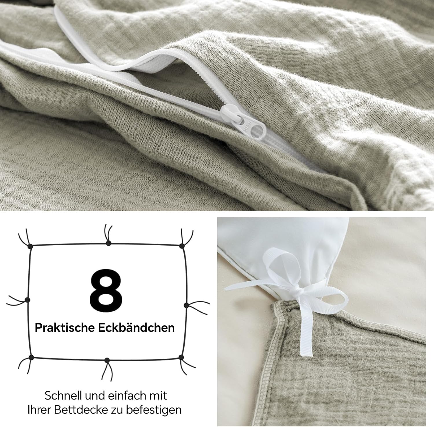 Thumbnail 5 de BEDELITE Musselin Bettwäsche 200x220 Baumwolle