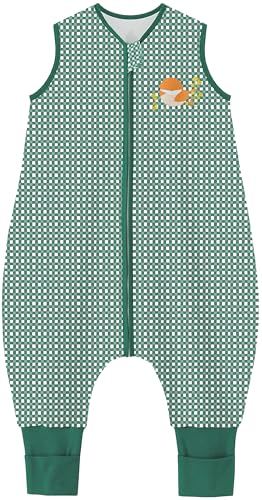 Detalle de Chilsuessy Baby Schlafsack mit Füßen 1.5 Tog Grün Vogel, 90cm – Ganzjahres Schlafsack aus 100% Baumwolle