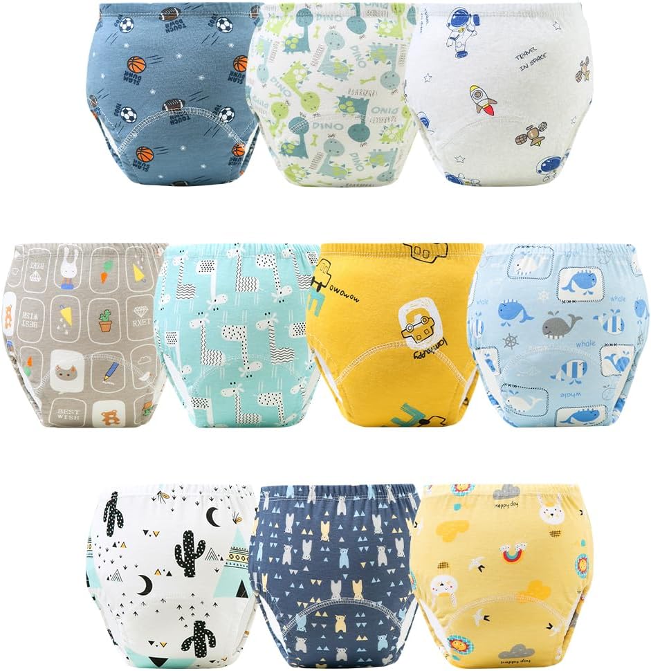 Aolso 10Pcs Reusable Baby Toddler Training Pants for Boys – Cotton, TPU Waterproof, Size 110