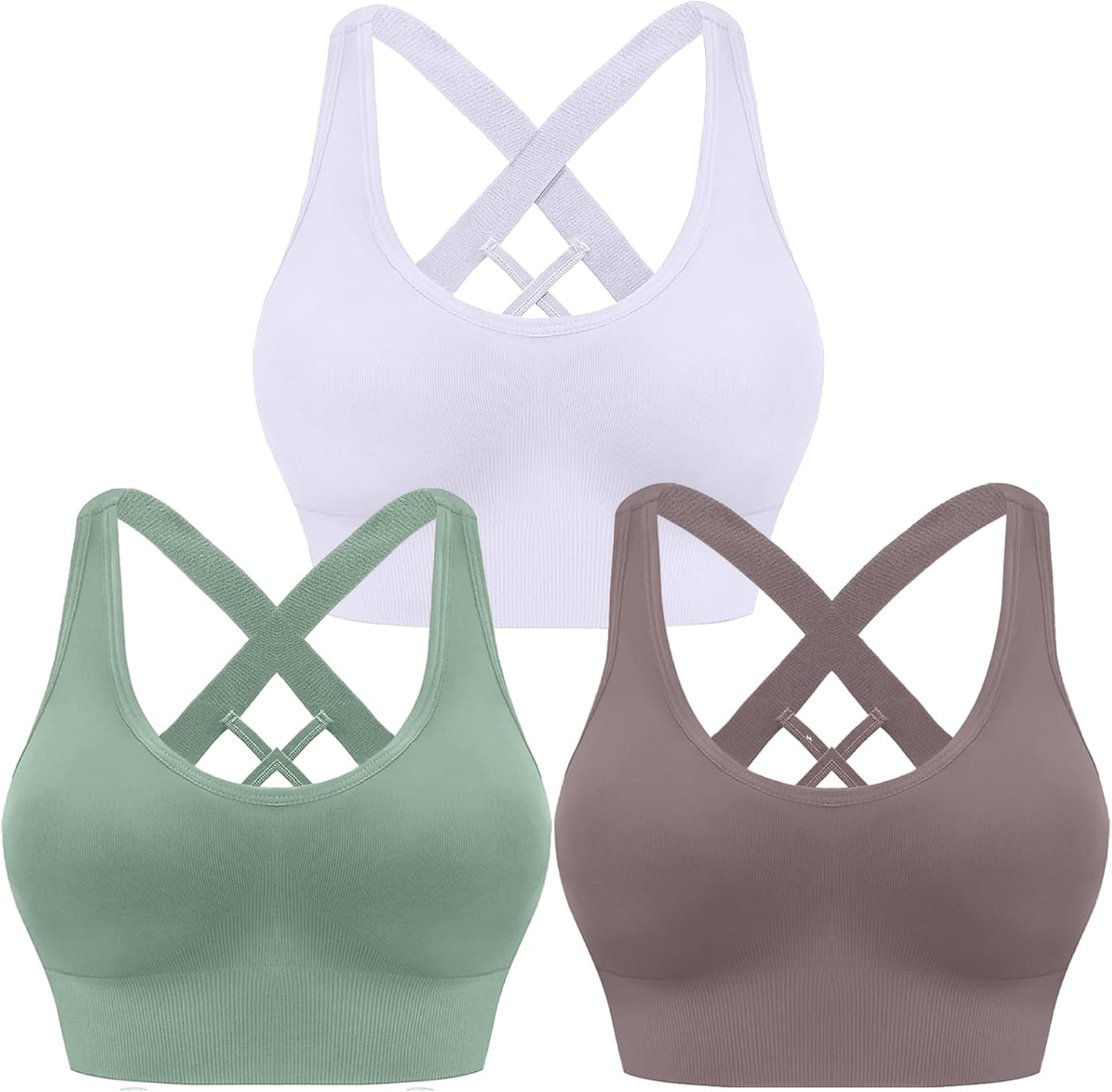 Thumbnail 6 de HANERDUN Damen Sport-BH mit starkem Halt, Crossback und nahtlosem 4-Wege-Stretch – mit herausnehmbaren Pads