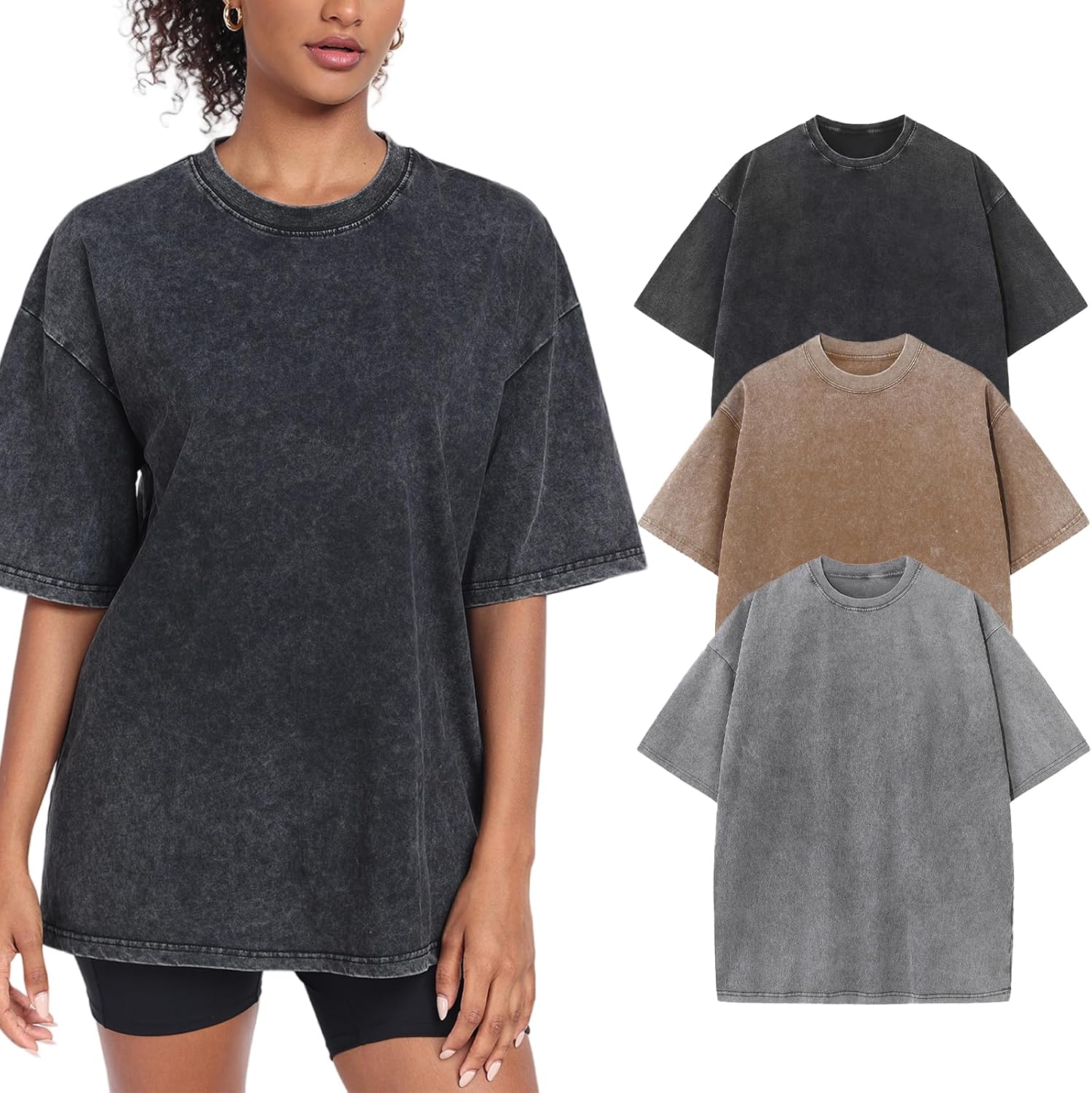Thumbnail 6 de SnowElve Women's Washed Vintage Oversized T-Shirt — Baggy Everyday Streetwear