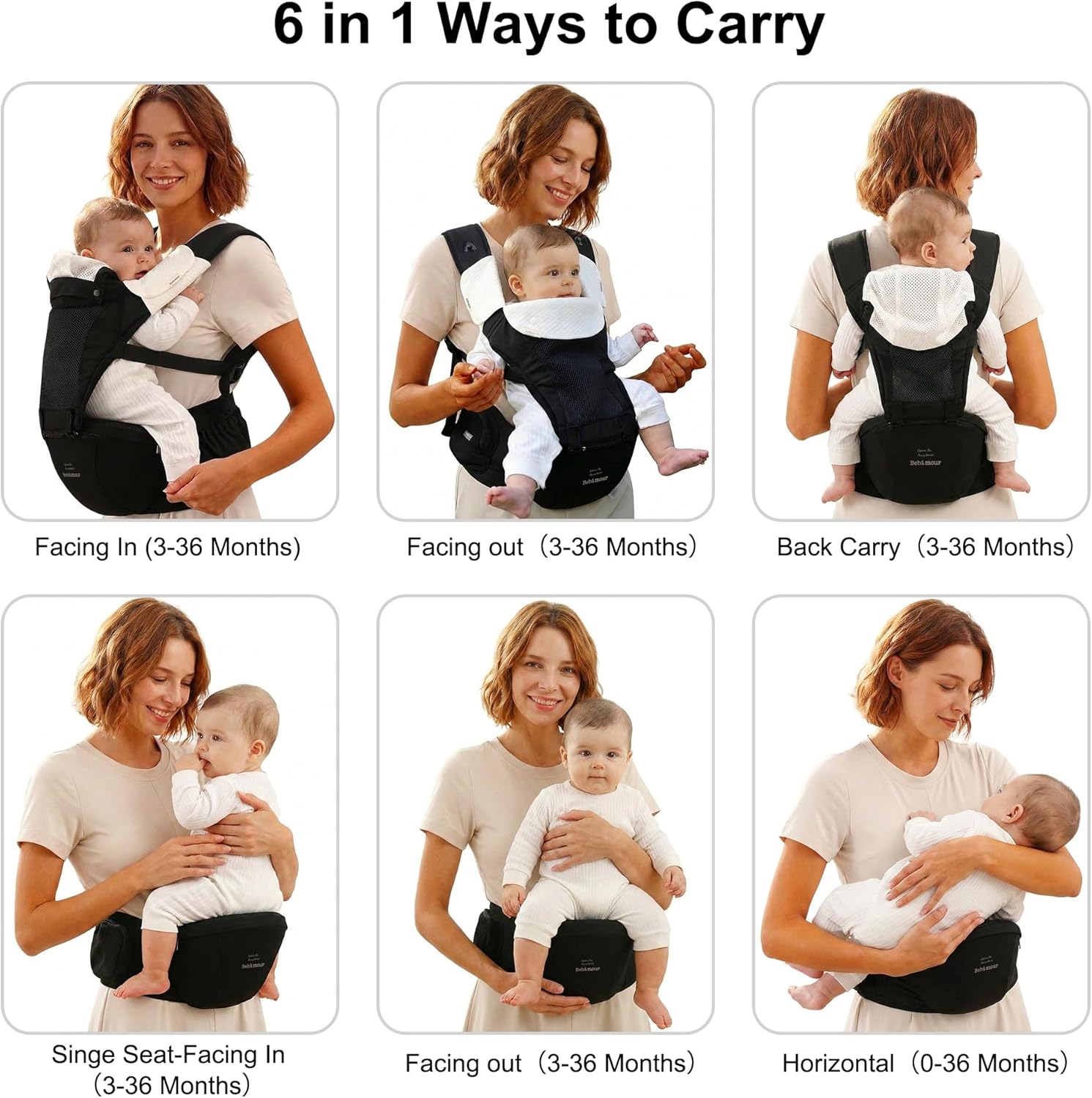 Thumbnail 5 de Bebamour Baby Carrier 0-36 Months