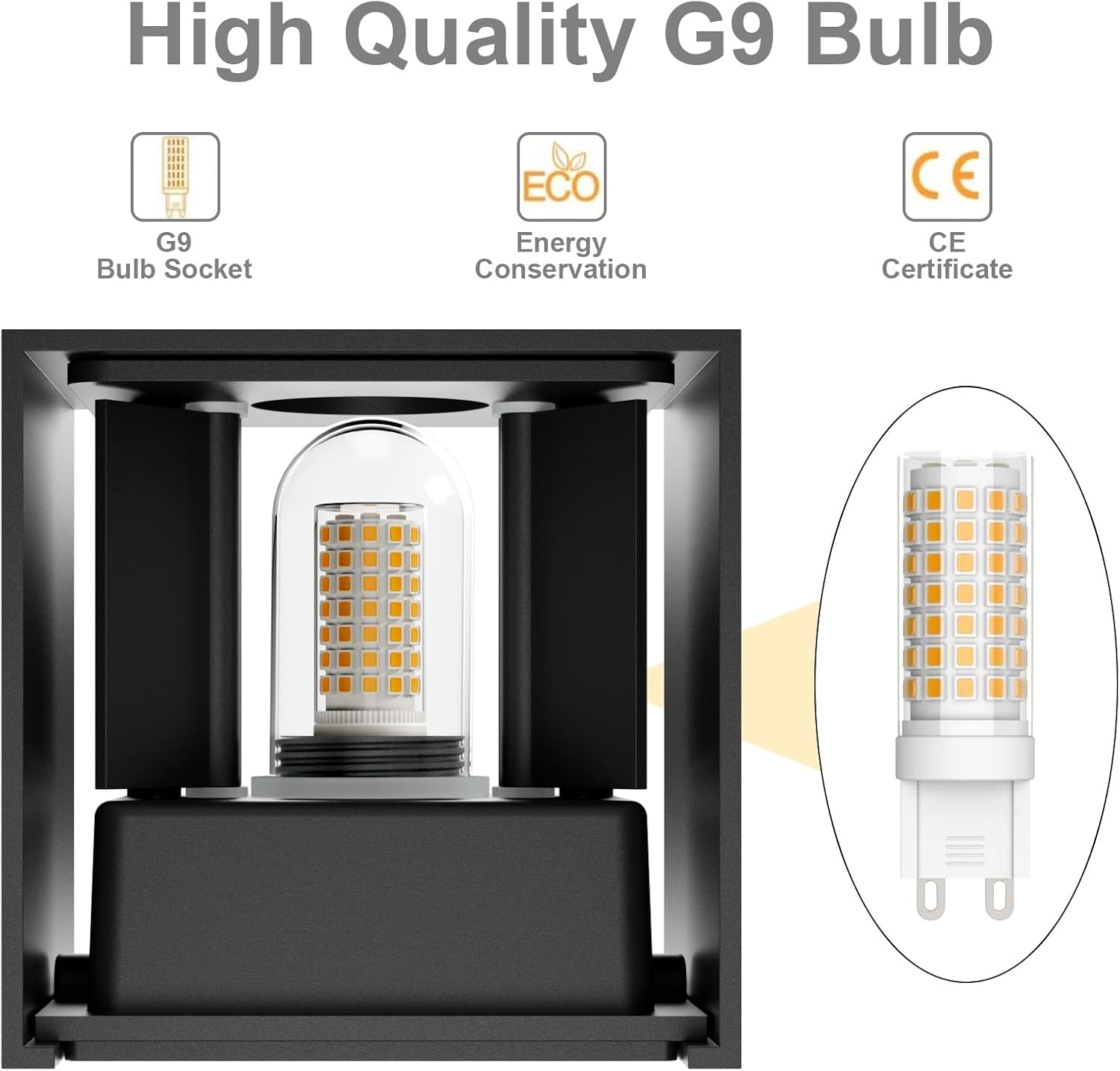 Thumbnail 1 de Klighten 2er Außenlampe mit austauschbarer G9 LED-Lampe – Schwarz, 100x100x100 mm