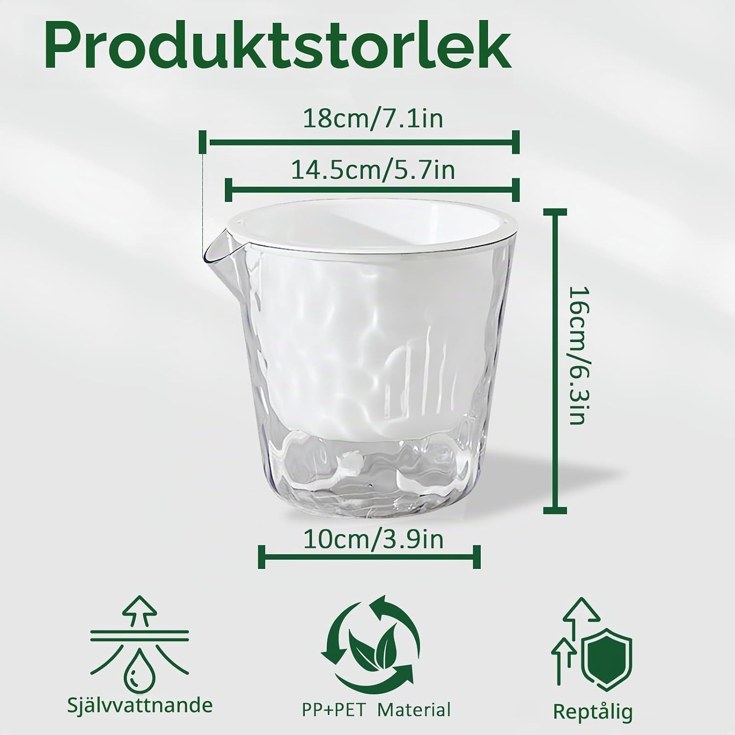 Detalle de Rodison RDS020-WH självvattnande krukor, 18 cm, kristallin isoptik, 4-pack