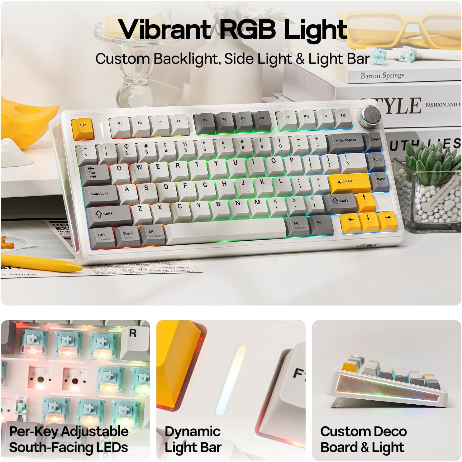 Detalle 2 de EPOMAKER TH80 V2 75% Wireless Mechanical Keyboard (Creamy White)