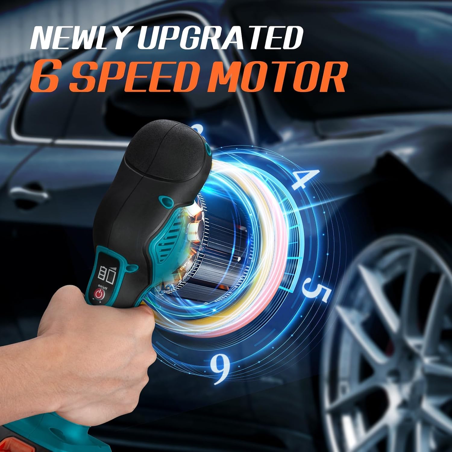 Thumbnail 3 de Cordless Car Buffer Polisher – 6IN Kit with 2x 21V Batteries and 6-Speed control
