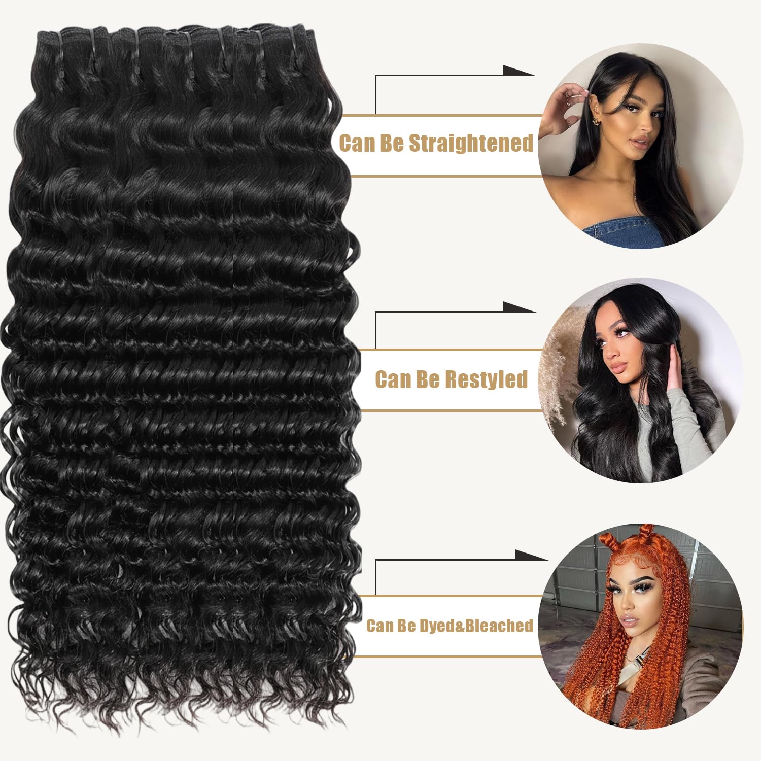 Thumbnail 6 de Raw Bundles Human Hair Deep Wave — 15A Unprocessed Curly Bundles (22, 24, 26 Inches)