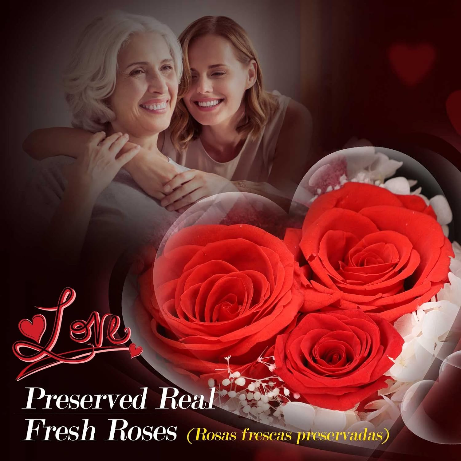 Detalle de ADDWel Mom Necklace with Real Roses 100 Languages