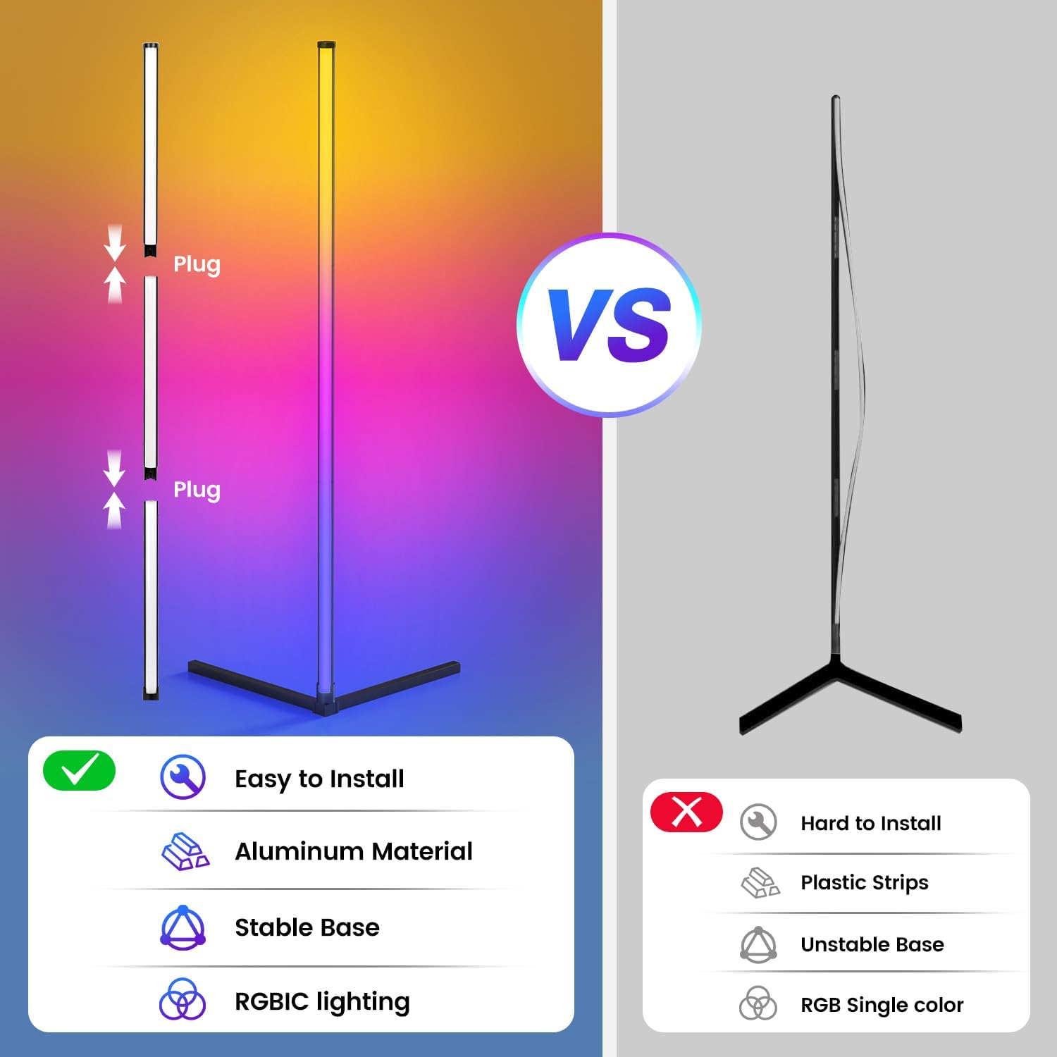 Detalle de riyo Led Floor Lamp 130 cm RGB