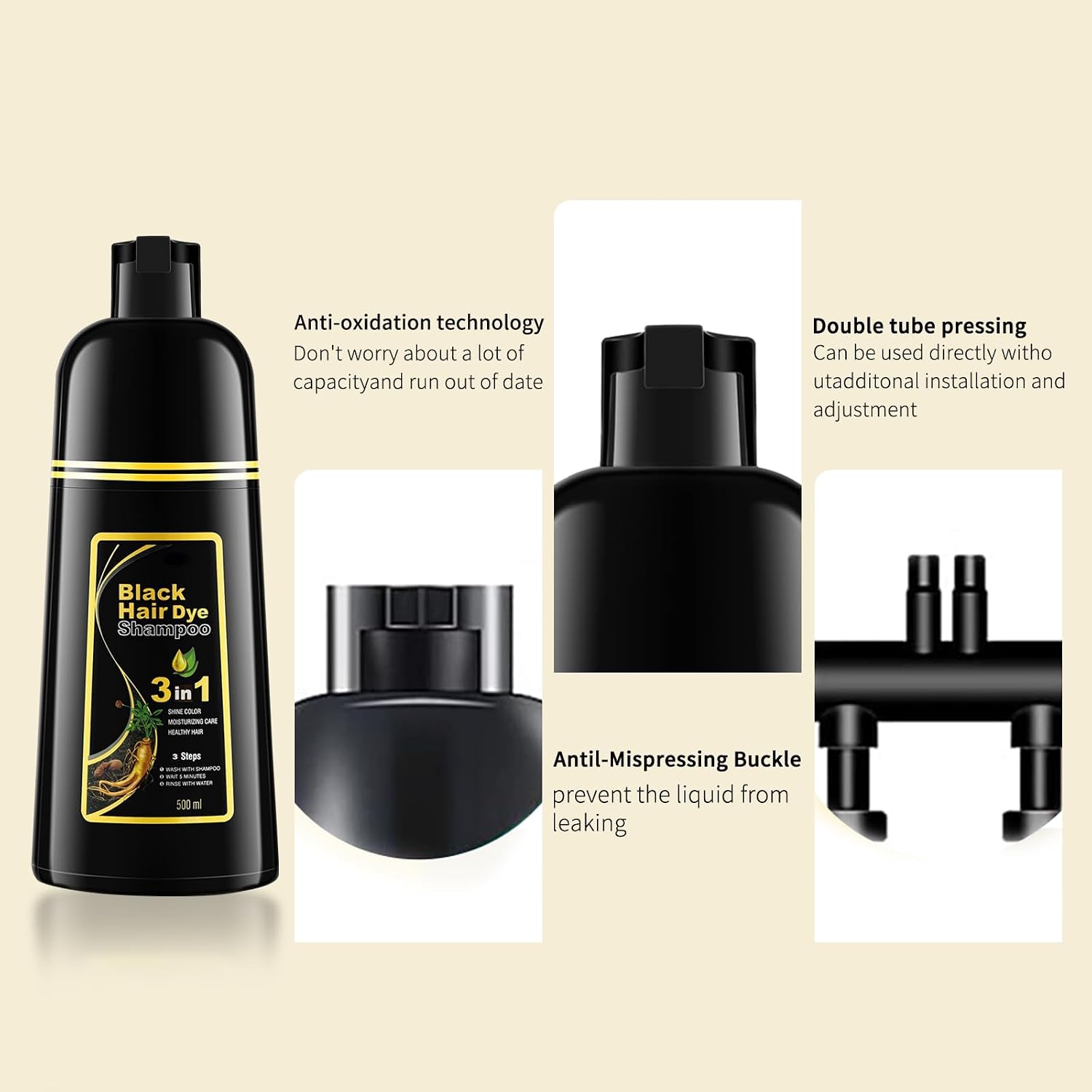 Thumbnail 4 de Schwarzes Haarfärbeshampoo 500ML