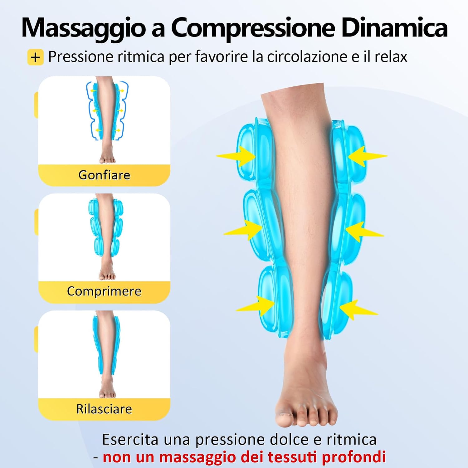 Detalle de Comfytemp Wireless Massaggiatore Per Gambe: Massaggio Pneumatico, Riscaldamento e Controllo App