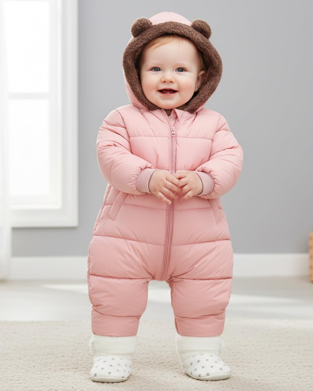 Thumbnail 6 de JiAmy vinteroverall för baby, fleecefodrad med dragkedja, 6–24 månader