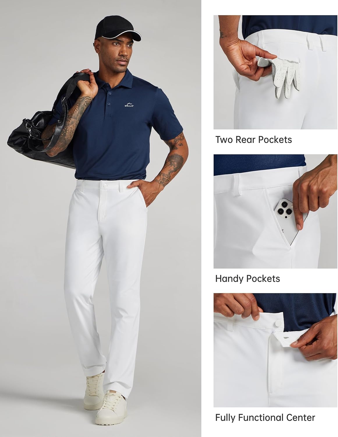 Thumbnail 4 de Willit Men’s Golf Pants Stretch Comfy Work Dress Pants (UPF 50+, Quick Dry) with Pockets