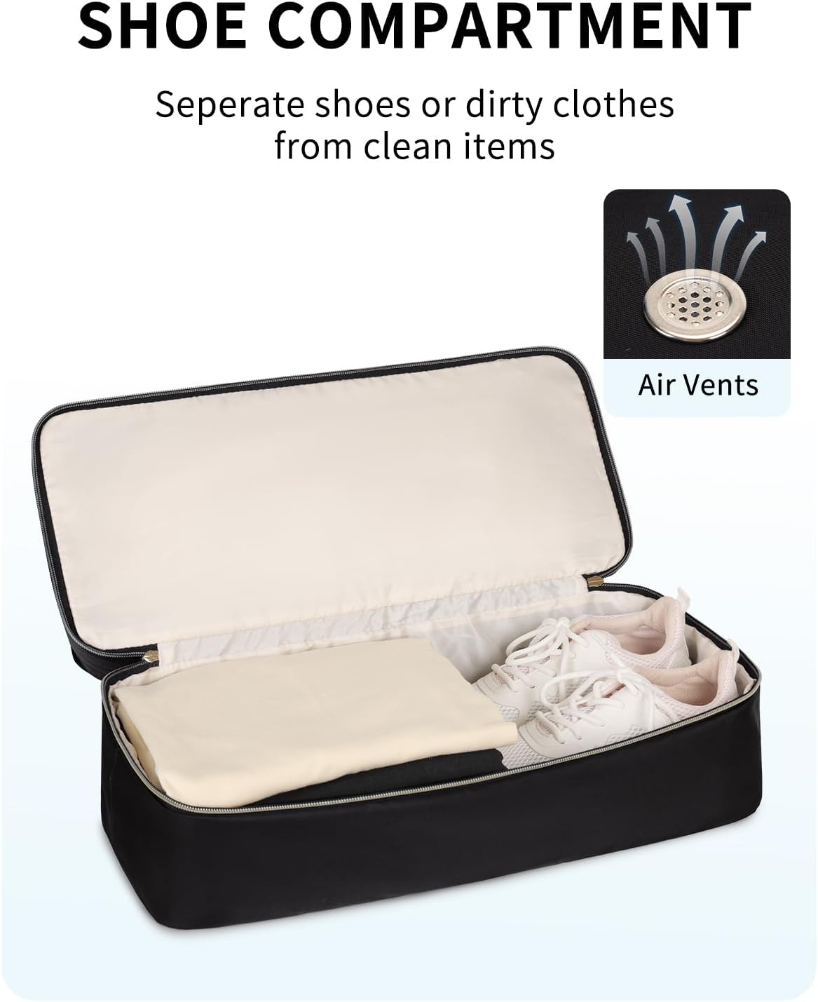 Detalle de WANDF 45x36x20 Cabin Bag: Underseat Carry-On for EasyJet with Wet Pocket & Shoe Compartment