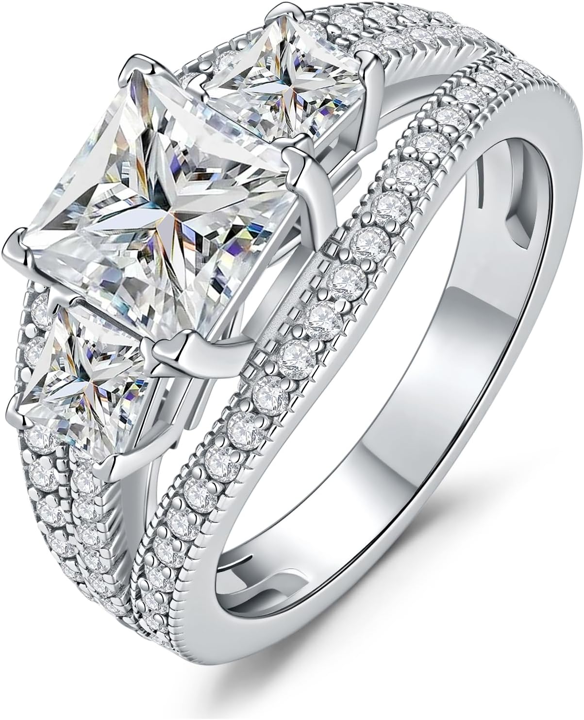 Detalle de MystiqueMark Moissanite Engagement Ring Set, 2.8 CT