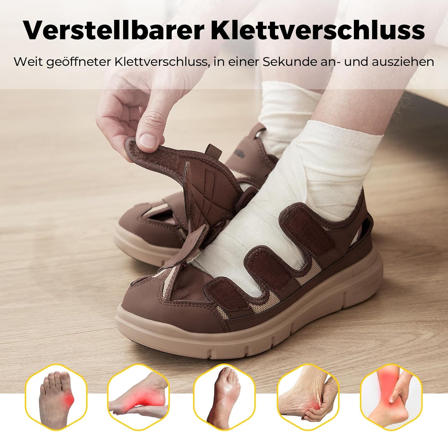 Thumbnail 2 de FitVille Diabetiker Sandalen Herren Extra Weit – Orthopädische Sandalen mit Klettverschluss