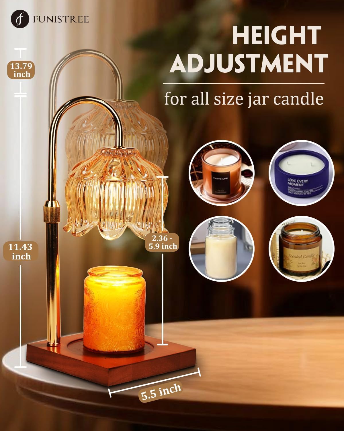 Thumbnail 1 de Flower Candle Warmer Lamp with Timer & Dimmer