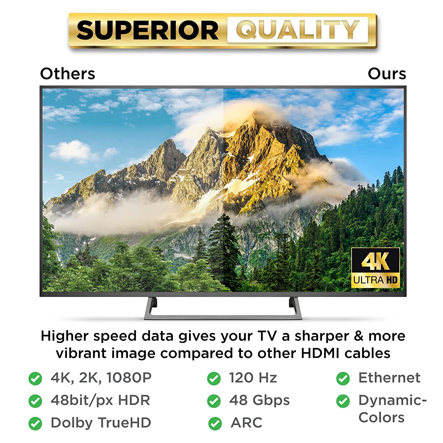 Thumbnail 3 de PowerBear Cavo HDMI 4K 6 m – alta velocità, intreccio in nylon e connettori dorati